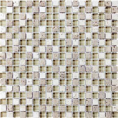 Anatolia - 5/8"x5/8" Bliss Creme Brulee Glass Stone Blend Mosaic Tile