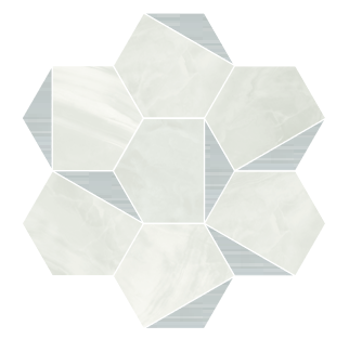 Vallelunga - 4" Nolita Bianco Esagona Triangoli Platino Polished Porcelain Tile (11.8"x11.1" Sheet)