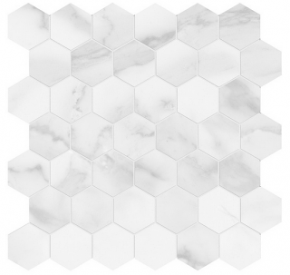 Anatolia - 2" Plata Statuario Brina Porcelain Hexagon Mosaic Tile (Matte Finish - 12"x12" Sheet)