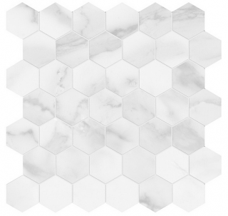 Anatolia - 2" Plata Statuario Brina Polished Porcelain Hexagon Mosaic Tile (12"x12" Sheet)