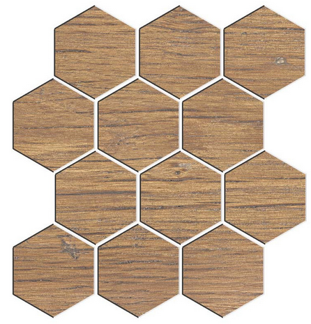 Edimax Astor - W3 Patin Brown Porcelain Hexagon Mosaic Tile (Matte Finish - 12"x13" Sheet)