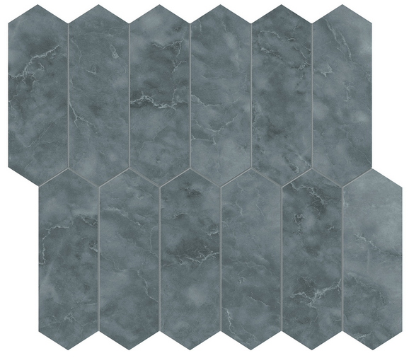 2"x6" Aqua Intenso Picket Brushed Marble Mosaic Tile