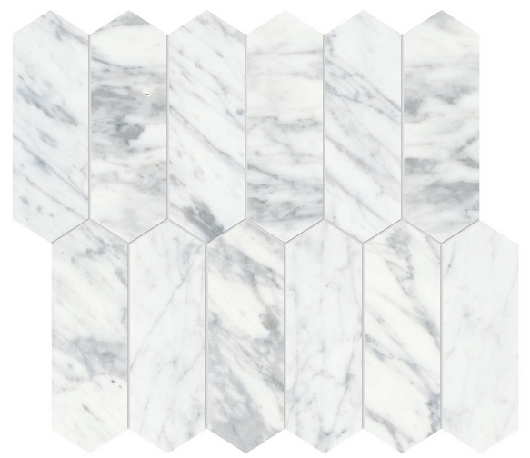 2"x6" VIRTUE BIANCO Picket Honed Marble Mosaic Tile