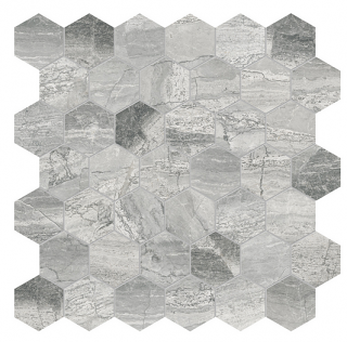 2" VOLCANA NOTTE Hexagon Honed Marble Mosaic Tile