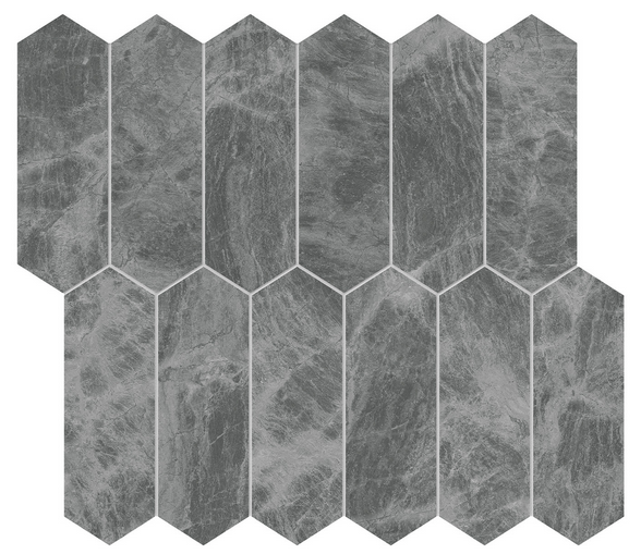 2"x6" GEMMA MYSTIQUE Picket Brushed Marble Mosaic Tile