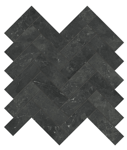 1.25"x4" GALAXIA NERO Herringbone Polished Marble Mosaic Tile