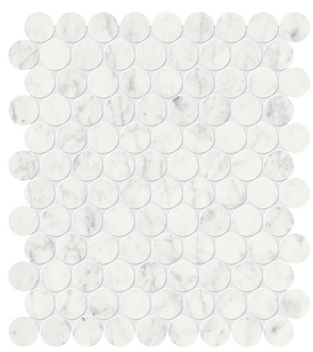 1.25" ETERNA BIANCO Penny Round Polished Marble Mosaic Tile