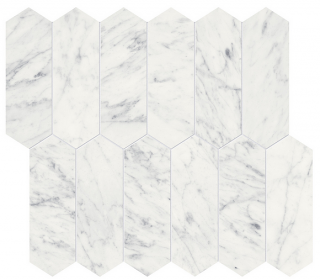 2"x6" ETERNA BIANCO Picket Honed Marble Mosaic Tile