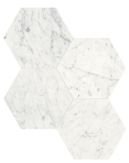 6" ETERNA BIANCO Hexagon Honed Marble Mosaic Tile