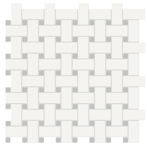 Anatolia - Soho Mixed Blends Basketweave Canvas White w/ Loft Grey Dot Glazed Porcelain Mosaic Tile (Matte Finish)