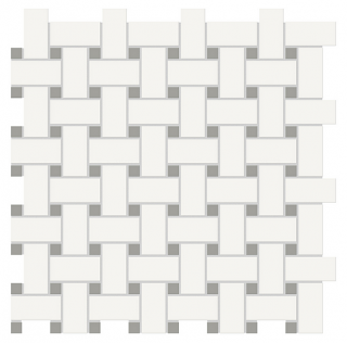 Anatolia - Soho Mixed Blends Basketweave Canvas White w/ Cement Chic Dot Glazed Porcelain Mosaic Tile (Matte Finish)