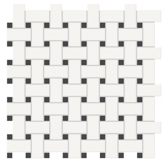 Anatolia - Soho Mixed Blends Basketweave Canvas White w/ Retro Black Dot Glazed Porcelain Mosaic Tile (Matte Finish)