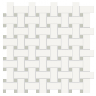 Anatolia - Soho Mixed Blends Basketweave Canvas White w/ Soft Sage Dot Glazed Porcelain Mosaic Tile (Matte Finish)