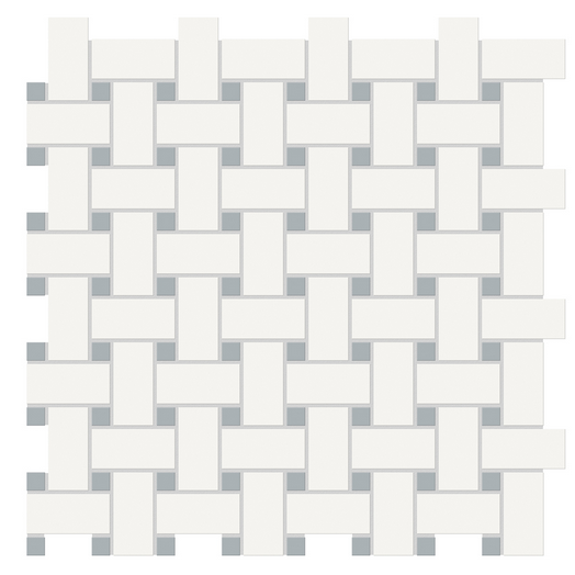 Anatolia - Soho Mixed Blends Basketweave Canvas White w/ Cloud Blue Dot Glazed Porcelain Mosaic Tile (Matte Finish)