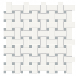 Anatolia - Soho Mixed Blends Basketweave Canvas White w/ Cloud Blue Dot Glazed Porcelain Mosaic Tile (Matte Finish)