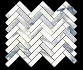 Gazzini - ATLANTIC BLUE Polished Porcelain Herringbone Mosaic Tile (11"x13" Sheet)