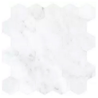MileStone - 2" Jem ADAGIO WHITE Matte Porcelain Hexagon Mosaic Tile (10 Pc. Pack - 12"X12" Sheets)
