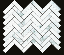 Gazzini - 3D Marbles AVENUE WHITE Porcelain Herringbone Mosaic Tile (Honed Finish - 11"x13" Sheet)
