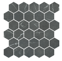 Gazzini - 2" 3D Marbles NEW STYLE DARK Porcelain Hexagon Mosaic Tile (Honed Finish - 10.5"x11" Sheet)