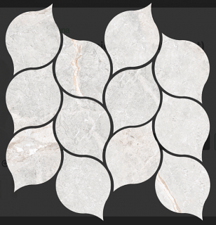 Happy Floors - Toscana PERLA Porcelain Leaf Mosaic Tile (Matte Finish - 11"x13" Sheet)
