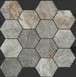 Happy Floors - Toscana GRIS Porcelain Hexagon Mosaic Tile (Matte Finish - 10"x14" Sheet)