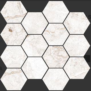 Happy Floors - Toscana BIANCO Porcelain Hexagon Mosaic Tile (Matte Finish - 10"x14" Sheet)