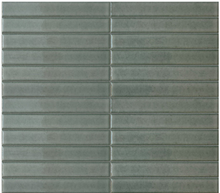 Terratinta - 1"x6" WILLOW GREEN Stick Porcelain Mosaic Tile (Glossy Finish - 11.4"x12" Sheet)