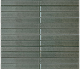 Terratinta - 1"x6" LICHEN GREEN Stick Porcelain Mosaic Tile (Glossy Finish - 11.4"x12" Sheet)