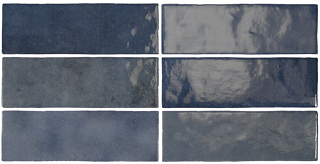 Equipe - 2-1/2"x8" Artisan COLONIAL BLUE Ceramic Wall Tile (Glossy Finish)