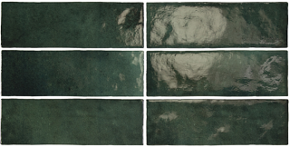 Equipe - 2-1/2"x8" Artisan MOSS GREEN Ceramic Wall Tile (Glossy Finish)
