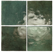Equipe - 5-1/4"x5-1/4" Artisan MOSS GREEN Ceramic Wall Tile (Glossy Finish)