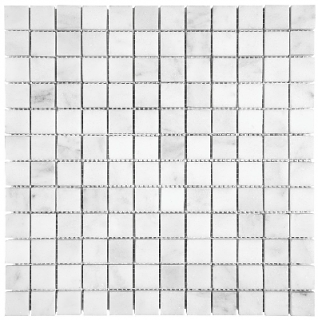 1"x1" Bianco Venatino Honed Marble Mosaic Tile