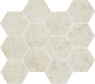 Unicom Starker - Marmorea BIANCONE Porcelain Hexagon Mosaic Tile (Satin Finish - 12"x13" Sheet)