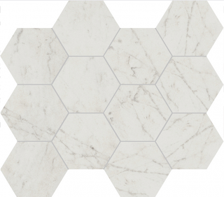 Unicom Starker - Marmorea CARRARA Porcelain Hexagon Mosaic Tile (Satin Finish - 12"x13" Sheet)