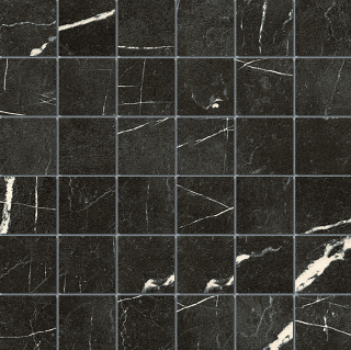 Unicom Starker - 2"x2" Marmorea NERO MARQUINA Porcelain Mosaic Tile (Satin Finish - 12"x12" Sheet)