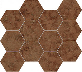 Unicom Starker - Marmorea ROSSO VERONA Porcelain Hexagon Mosaic Tile (Satin Finish - 12"x13" Sheet)