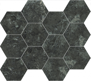 Unicom Starker - Marmorea VERDE ALPI Porcelain Hexagon Mosaic Tile (Satin Finish - 12"x13" Sheet)