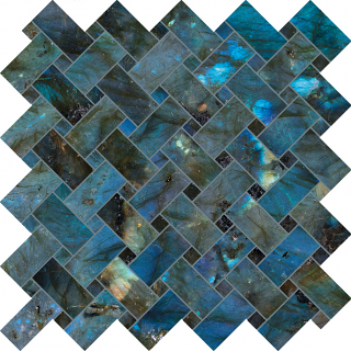 Emil - Tele Di Marmo Lumia LABRADORITE Polished Intreccio Porcelain Mosaic Tile (Glossy Finish - 11-13/16"x11-13/16" Sheet)