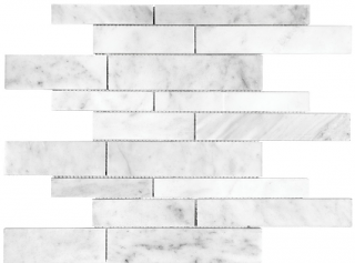 Bianco Venatino Random Strip Honed Marble Mosaic Tile