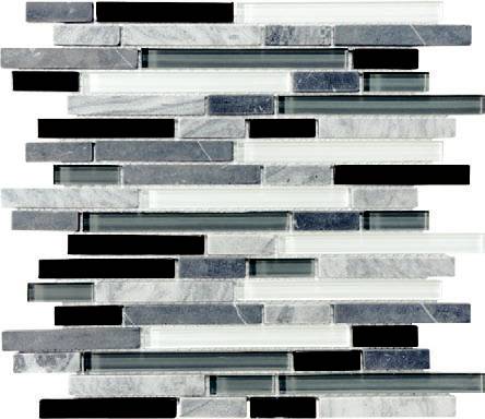 Anatolia - Bliss Midnight Glass Stone Linear Blend Mosaic Tile