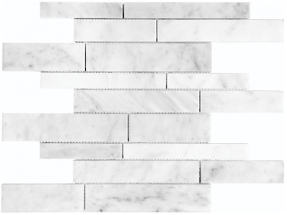 Bianco Venatino Random Strip Polished Marble Mosaic Tile