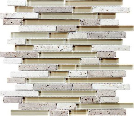 Anatolia - Bliss Creme Brulee Glass Stone Linear Blend Mosaic Tile