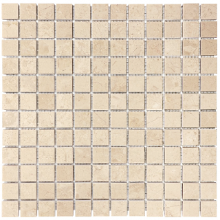 1"x1" Berkshire Crema Polished Marble Mosaic Tile (12"x12" Shhet)