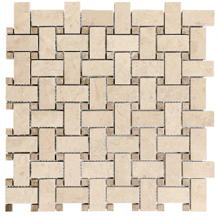 Berkshire Crema Polished Marble Basketweave Mosaic Tile