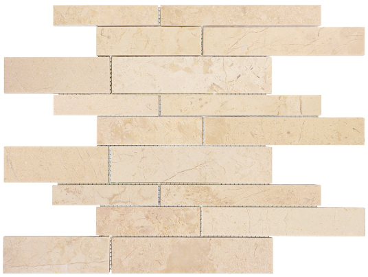 Berkshire Crema Random Strip Polished Marble Mosaic Tile