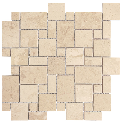 Berkshire Crema Mini Versailles Polished Marble Mosaic Tile