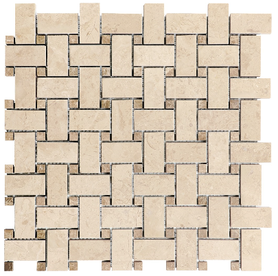 Berkshire Crema Honed Marble Basketweave Mosaic Tile (12"x12" Sheet)