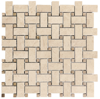 Berkshire Crema Honed Marble Basketweave Mosaic Tile (12"x12" Sheet)