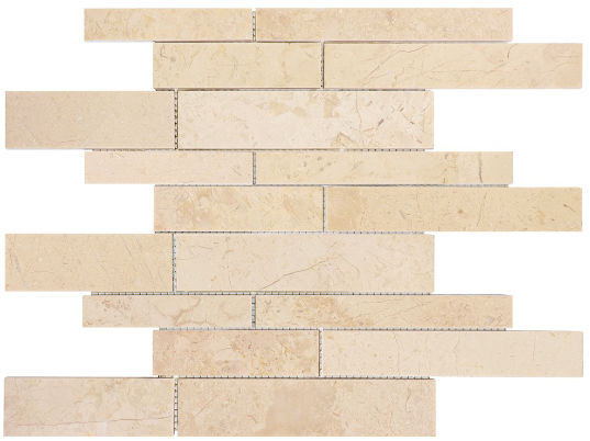 Berkshire Crema Honed Marble Random Strip Mosaic Tile