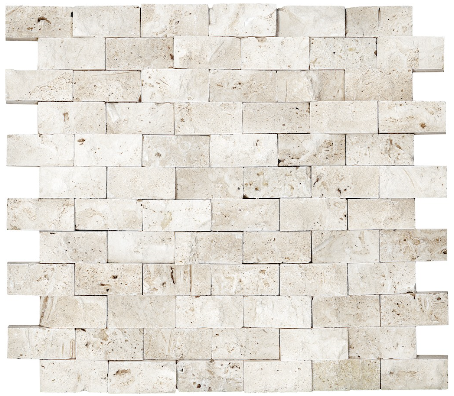 1"x2" Split Face Ivory Travertine Mosaic Tile